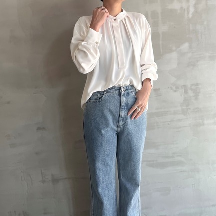 MATTE SATIN TUCK BLOUSE 詳細画像 ホワイト 10