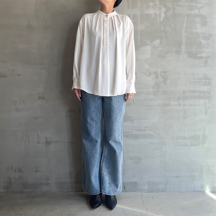 MATTE SATIN TUCK BLOUSE 詳細画像 ホワイト 7