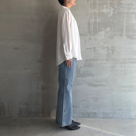 MATTE SATIN TUCK BLOUSE 詳細画像 ホワイト 8