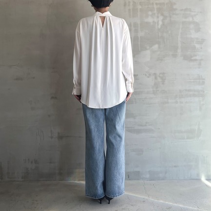 MATTE SATIN TUCK BLOUSE 詳細画像 ホワイト 9