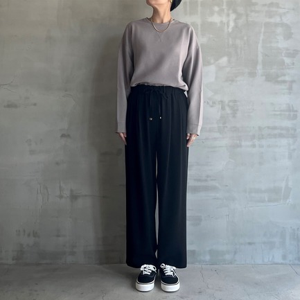 BACK SATIN EASY TUCK PANTS 詳細画像 ブラック 1