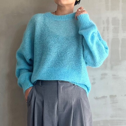 MOHAIR CREW NECK KNIT 詳細画像 ブルー 2