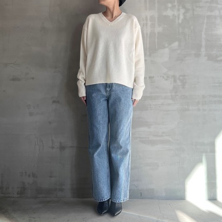 TASMANIAN LAMB V NECK KNIT 詳細画像 ライトグリーン 1