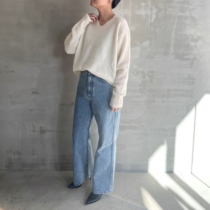 TASMANIAN LAMB V NECK KNIT 詳細画像 ライトグリーン 4