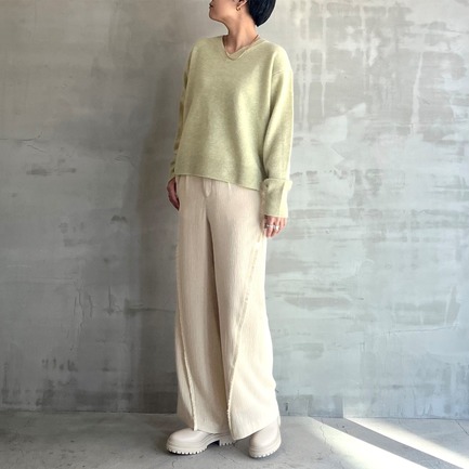 TASMANIAN LAMB V NECK KNIT 詳細画像 ライトグリーン 5