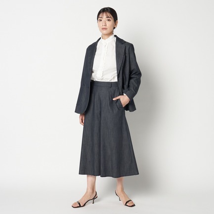 CHANBRAY DENIM FLARE SKIRT 詳細画像 ネイビー 11