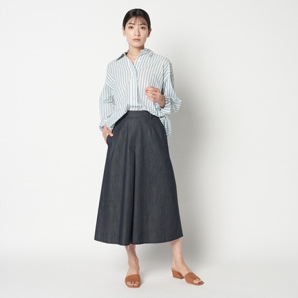 CHANBRAY DENIM FLARE SKIRT 詳細画像 ネイビー 12