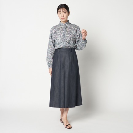 CHANBRAY DENIM FLARE SKIRT 詳細画像 ネイビー 13