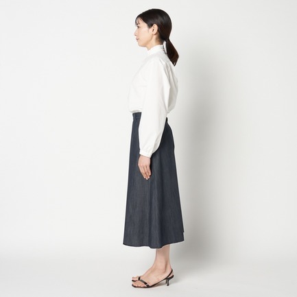 CHANBRAY DENIM FLARE SKIRT 詳細画像 ネイビー 7