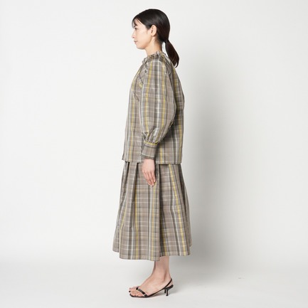 CHANBRAY TAFFETA GATHER BLOUSE 詳細画像 ミディアムグレー 2