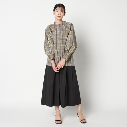 CHANBRAY TAFFETA GATHER BLOUSE 詳細画像 ミディアムグレー 6