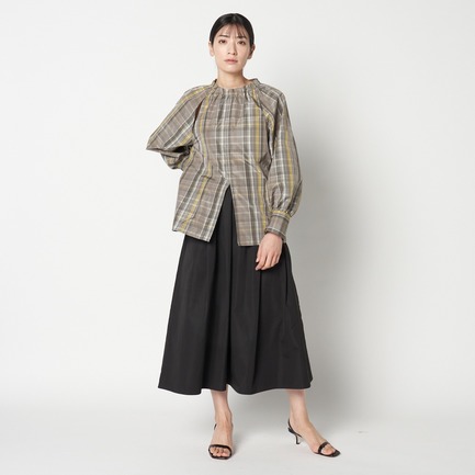 CHANBRAY TAFFETA GATHER BLOUSE 詳細画像 ミディアムグレー 7