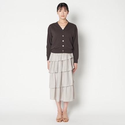 LINEN MIX ASYMMETRY TIERED SK 詳細画像 ミディアムグレー 1