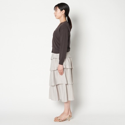 LINEN MIX ASYMMETRY TIERED SK 詳細画像 ミディアムグレー 2