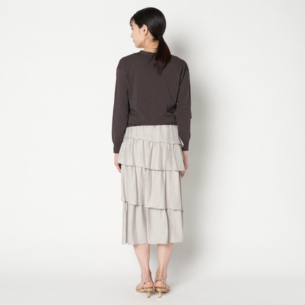 LINEN MIX ASYMMETRY TIERED SK 詳細画像 ミディアムグレー 3