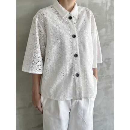 CUBA COLLAR GRS LACE SHIRT 詳細画像 ホワイト 8