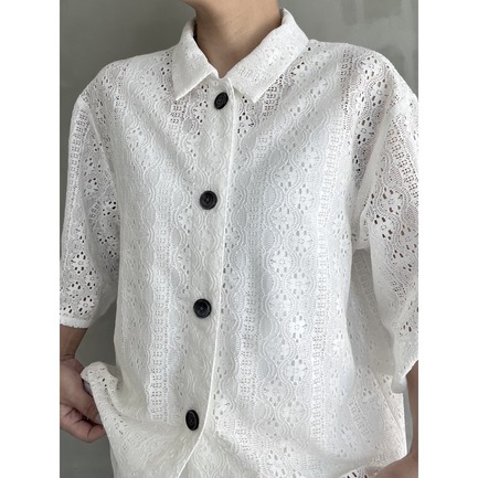 CUBA COLLAR GRS LACE SHIRT 詳細画像 ホワイト 9