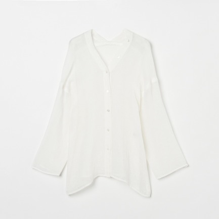 CRUNCHY LINEN V-NECK SHIRT