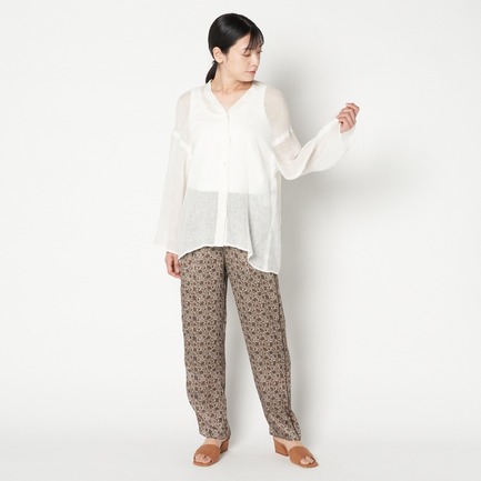 CRUNCHY LINEN V-NECK SHIRT 詳細画像 ホワイト 10