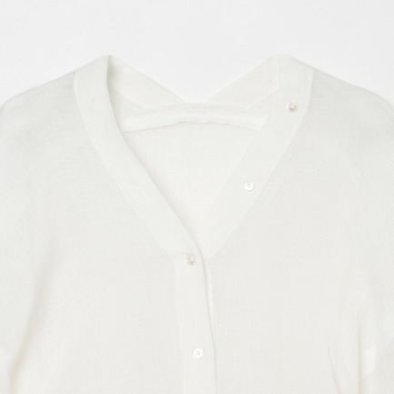 CRUNCHY LINEN V-NECK SHIRT 詳細画像 ホワイト 2