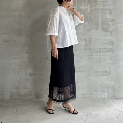 COTTON CUT FRINGE OPEN SHIRT 詳細画像 ホワイト 14