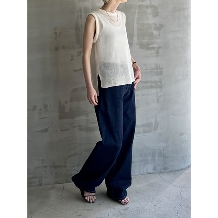 LINEN MIDDLEGAUGE CREW VEST 詳細画像 ホワイト 9