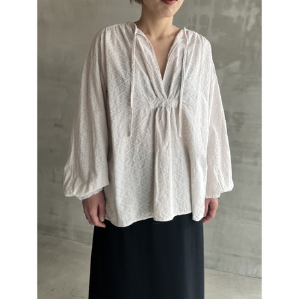 ETHNICALCOTTON LACE CAFTAN BL 詳細画像 ライトグレー 9