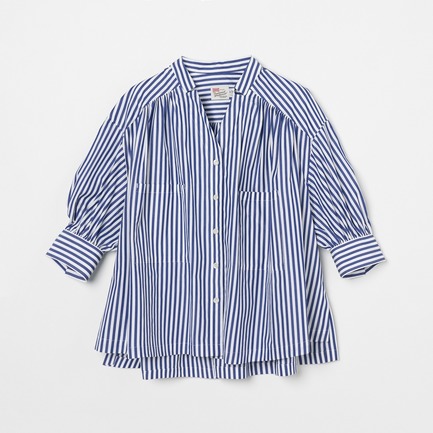 GATHERED STAND COLLAR SHIRT