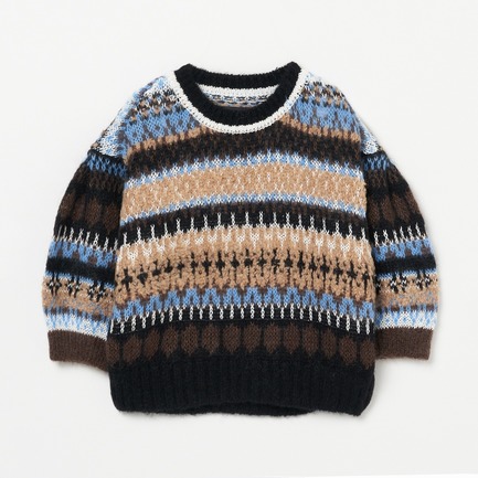 JACQUARD HALF SLEEVE  CREWNECK
