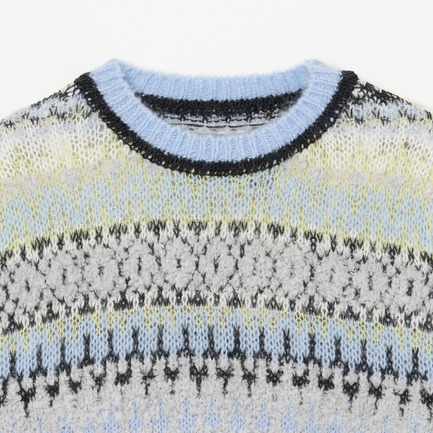 JACQUARD HALF SLEEVE  CREWNECK 詳細画像 スカイブルー 2