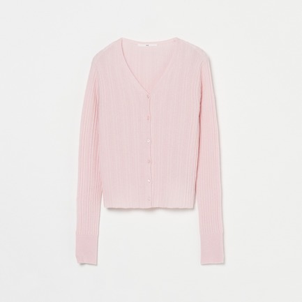 CASHMERE SILK RIB V CARDIGAN 詳細画像 ミディアムグレー 1