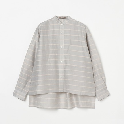 LINEN BORDER BAND COLLAR SHIRT 詳細画像 ミディアムグレー 1