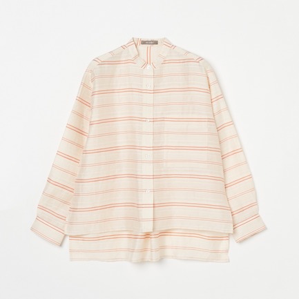 LINEN BORDER BAND COLLAR SHIRT