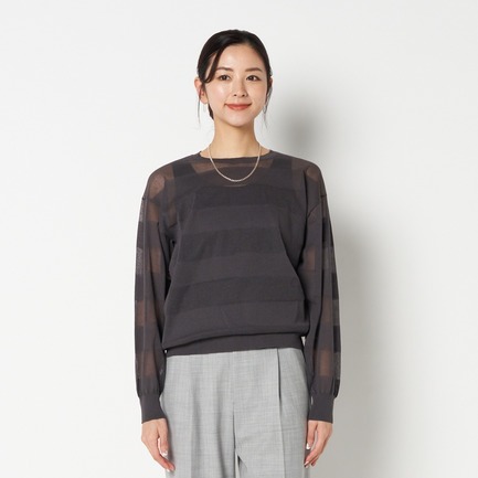 SHEER BORDER CREW NECK 詳細画像 チャコールグレー 1