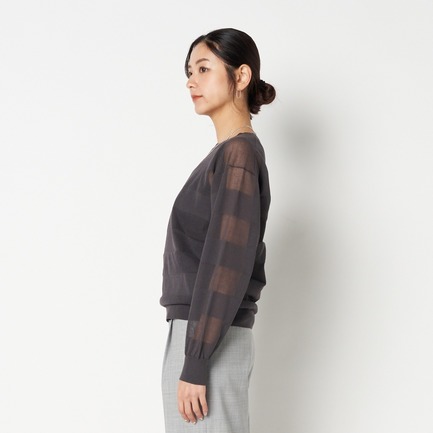 SHEER BORDER CREW NECK 詳細画像 チャコールグレー 2