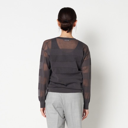 SHEER BORDER CREW NECK 詳細画像 チャコールグレー 3