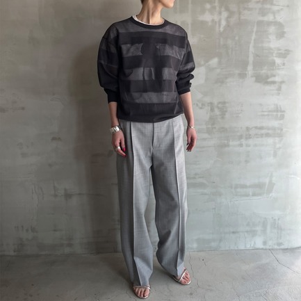 SHEER BORDER CREW NECK 詳細画像 チャコールグレー 5