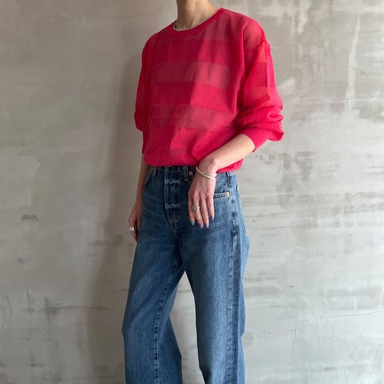 SHEER BORDER CREW NECK 詳細画像 レッド 5