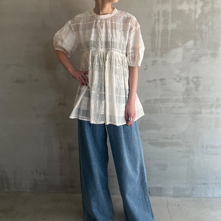LACE GATHERD BLOUSE 詳細画像 アイボリー 11