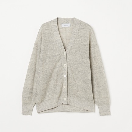 LINEN V NECK LONG CARDIGAN 詳細画像 ライトグレー 1