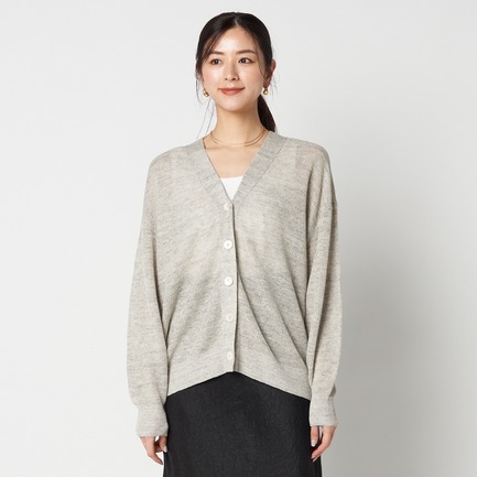 LINEN V NECK LONG CARDIGAN 詳細画像 ライトグレー 6