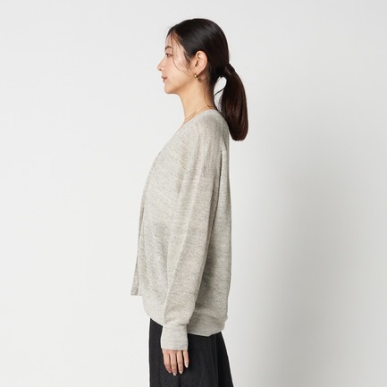 LINEN V NECK LONG CARDIGAN 詳細画像 ライトグレー 7