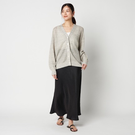 LINEN V NECK LONG CARDIGAN 詳細画像 ライトグレー 9