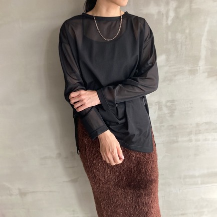 SHEER LONG SLEEVE TEE 詳細画像 ライトグレー 3