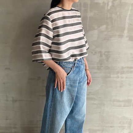 GLITTER STRIPE TEE BLOUSE 詳細画像 ベージュ 8