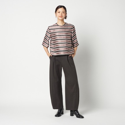 GLITTER STRIPE TEE BLOUSE 詳細画像 ダークブラウン 4
