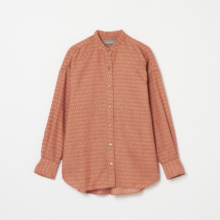 CUT JACQUARD BAND COLLAR SHIRT
