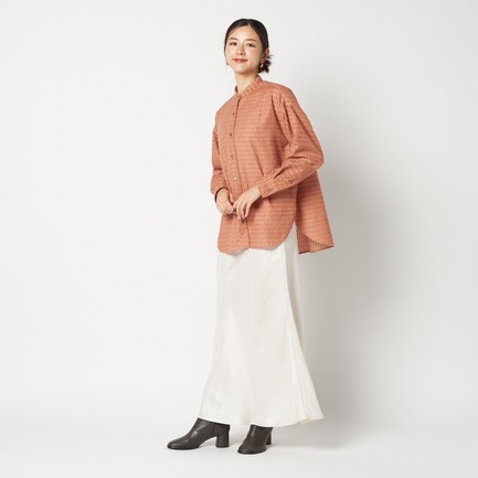 CUT JACQUARD BAND COLLAR SHIRT 詳細画像 キャメル 10