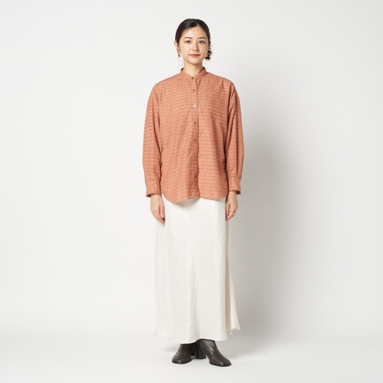 CUT JACQUARD BAND COLLAR SHIRT 詳細画像 キャメル 6