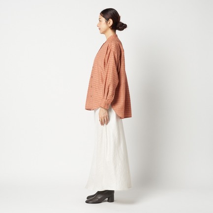 CUT JACQUARD BAND COLLAR SHIRT 詳細画像 キャメル 7